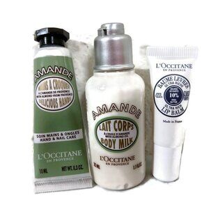 L'Occitane Almond Body Milk ,Hand Cream , Lip Balm Set X 3 NEW